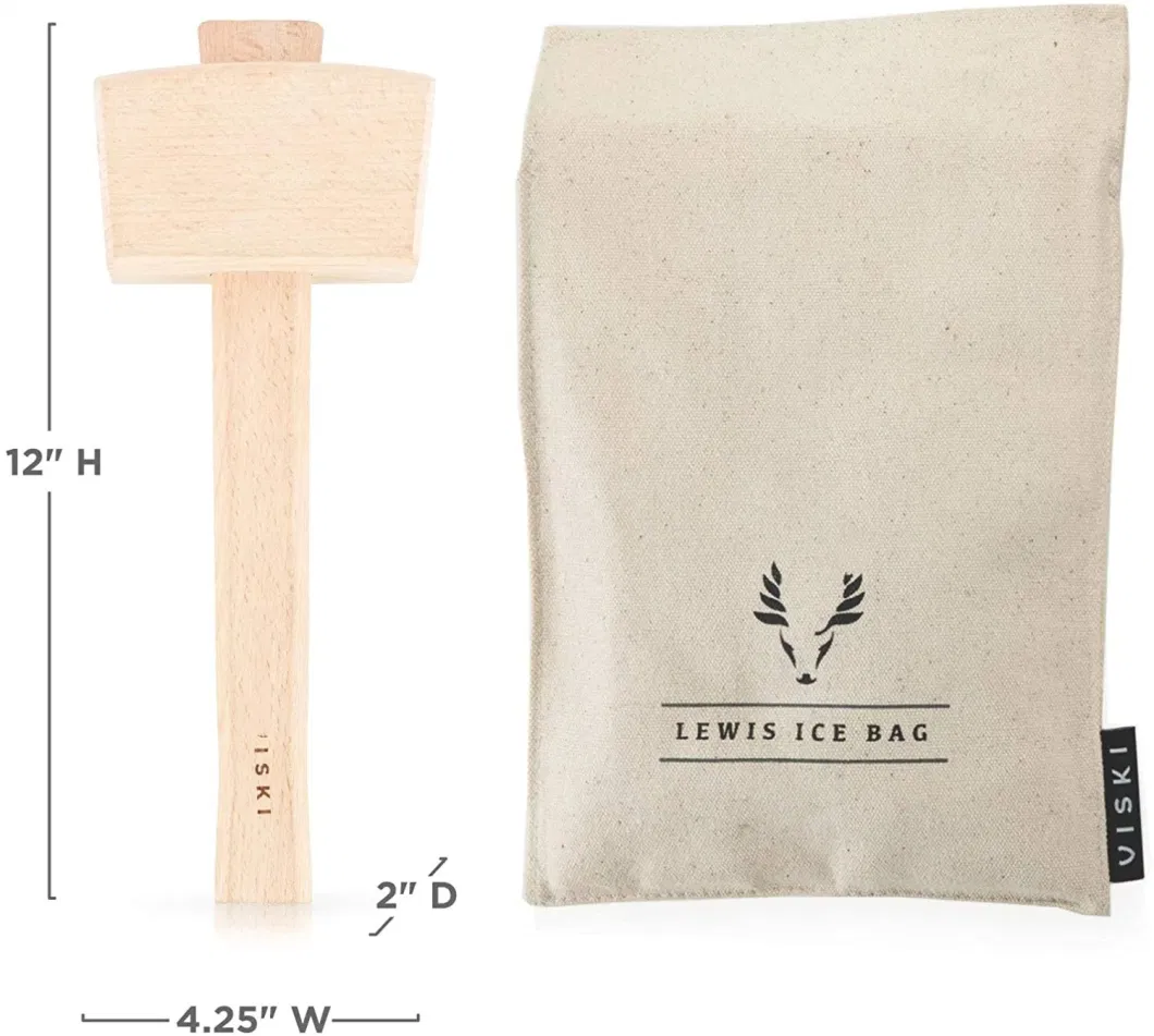 Bar Tools Kitchen Accessories Wooden Mallet Hammer with Cloth Bag